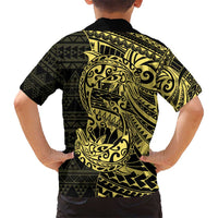 Yellow Couple Dolphins Maori Polynesian Style Kid Hawaiian Shirt