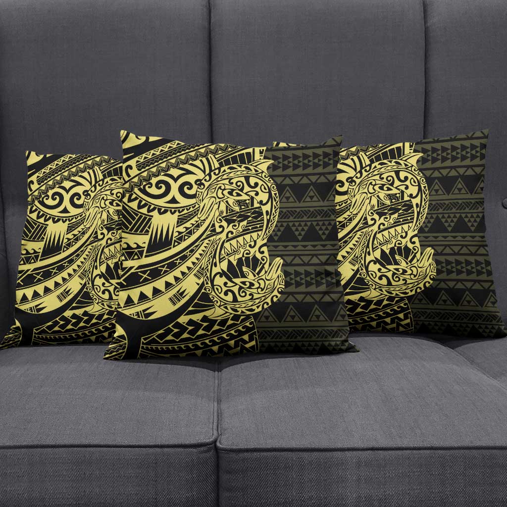 Yellow Couple Dolphins Maori Polynesian Style Pillow Cover - Polynesian Pride