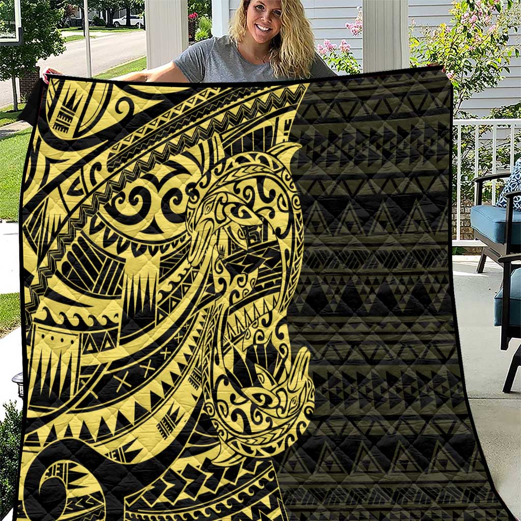Yellow Couple Dolphins Maori Polynesian Style Quilt LT9 Yellow - Polynesian Pride