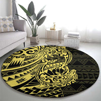 Yellow Couple Dolphins Maori Polynesian Style Round Carpet LT9 - Polynesian Pride