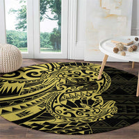 Yellow Couple Dolphins Maori Polynesian Style Round Carpet LT9 - Polynesian Pride