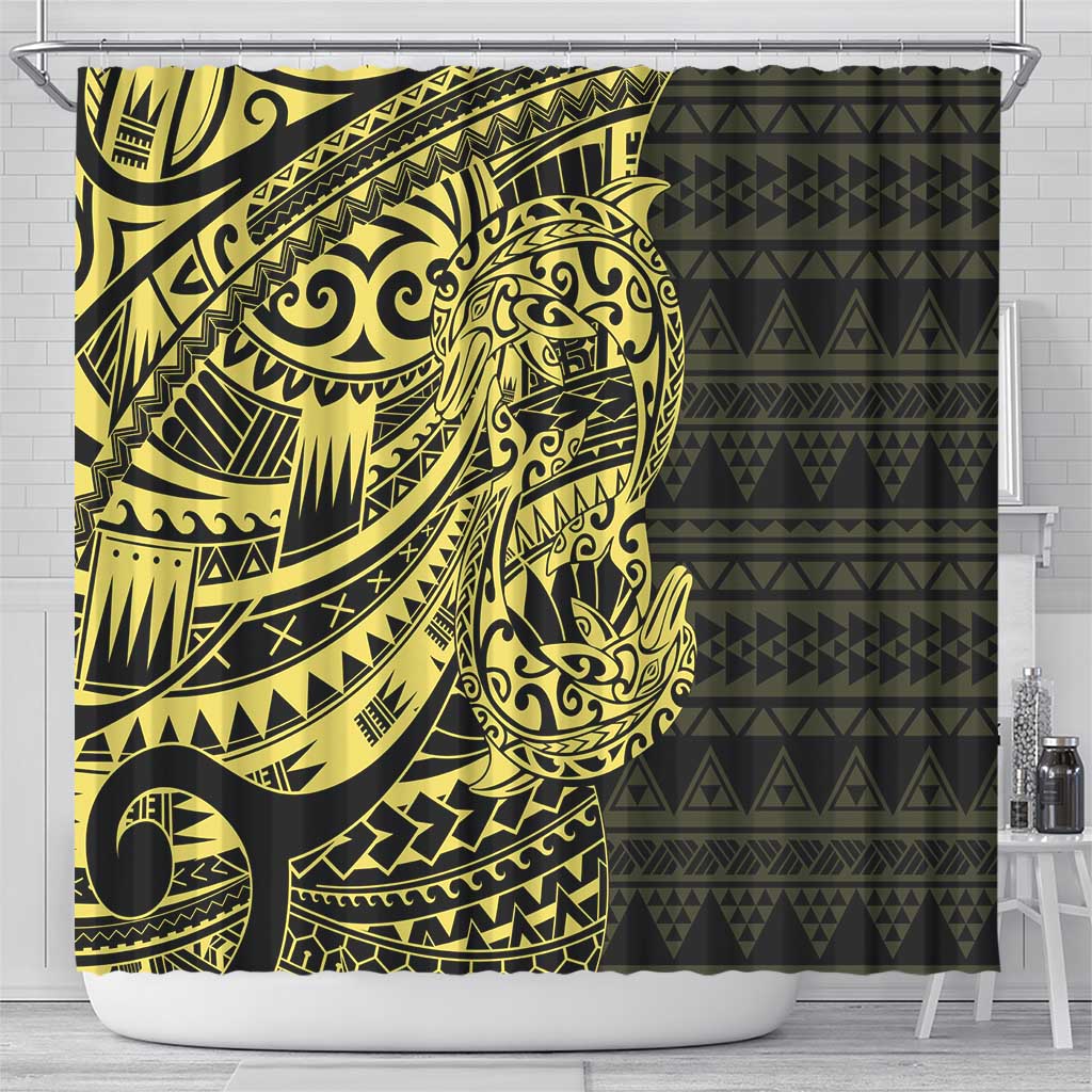 Yellow Couple Dolphins Maori Polynesian Style Shower Curtain LT9 - Polynesian Pride