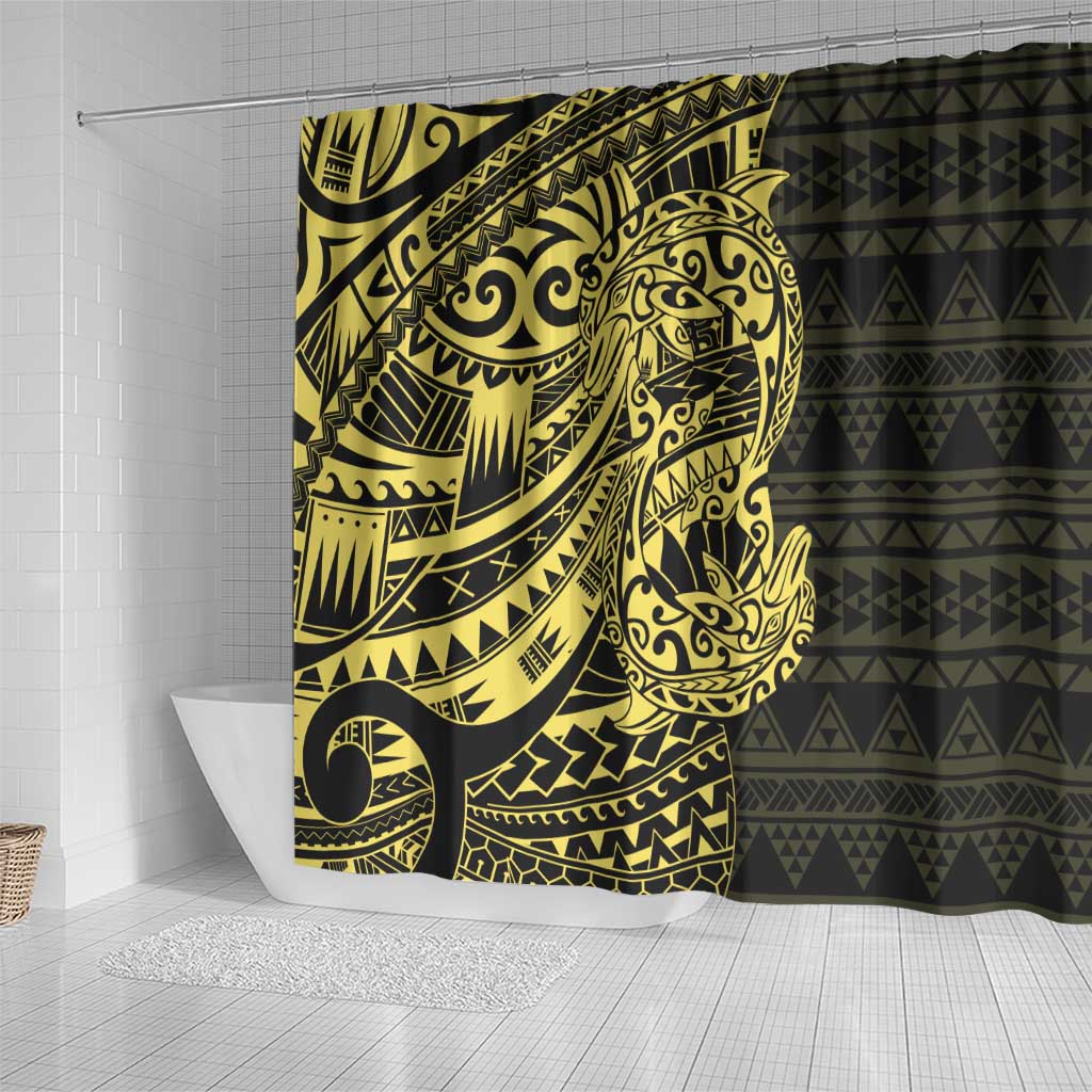 Yellow Couple Dolphins Maori Polynesian Style Shower Curtain LT9 - Polynesian Pride