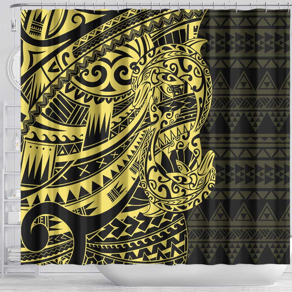 Yellow Couple Dolphins Maori Polynesian Style Shower Curtain LT9 - Polynesian Pride