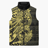 Yellow Couple Dolphins Maori Polynesian Style Sleeveless Puffer Jacket - Polynesian Pride