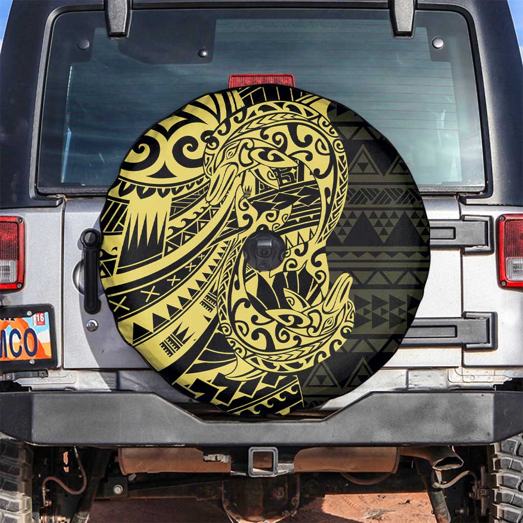 Yellow Couple Dolphins Maori Polynesian Style Spare Tire Cover LT9 Yellow - Polynesian Pride