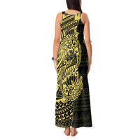 Yellow Couple Dolphins Maori Polynesian Style Tank Maxi Dress