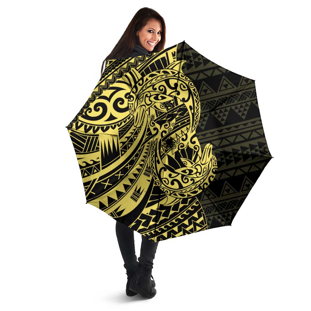 Yellow Couple Dolphins Maori Polynesian Style Umbrella - Polynesian Pride