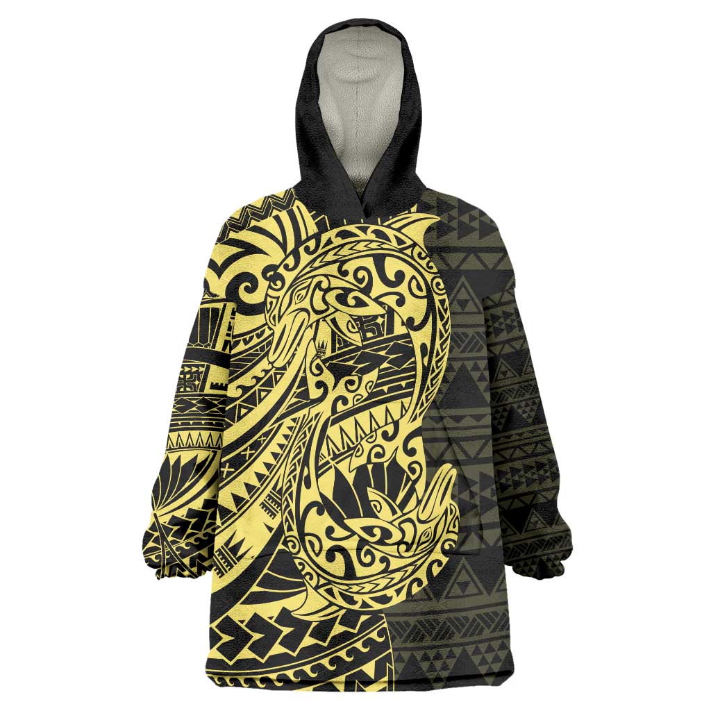 Yellow Couple Dolphins Maori Polynesian Style Wearable Blanket Hoodie LT9 One Size Yellow - Polynesian Pride