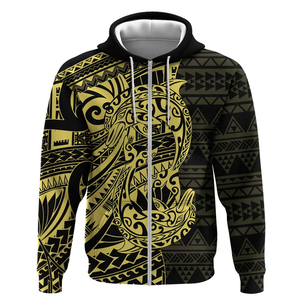 Yellow Couple Dolphins Maori Polynesian Style Zip Hoodie LT9 Zip Hoodie Yellow - Polynesian Pride