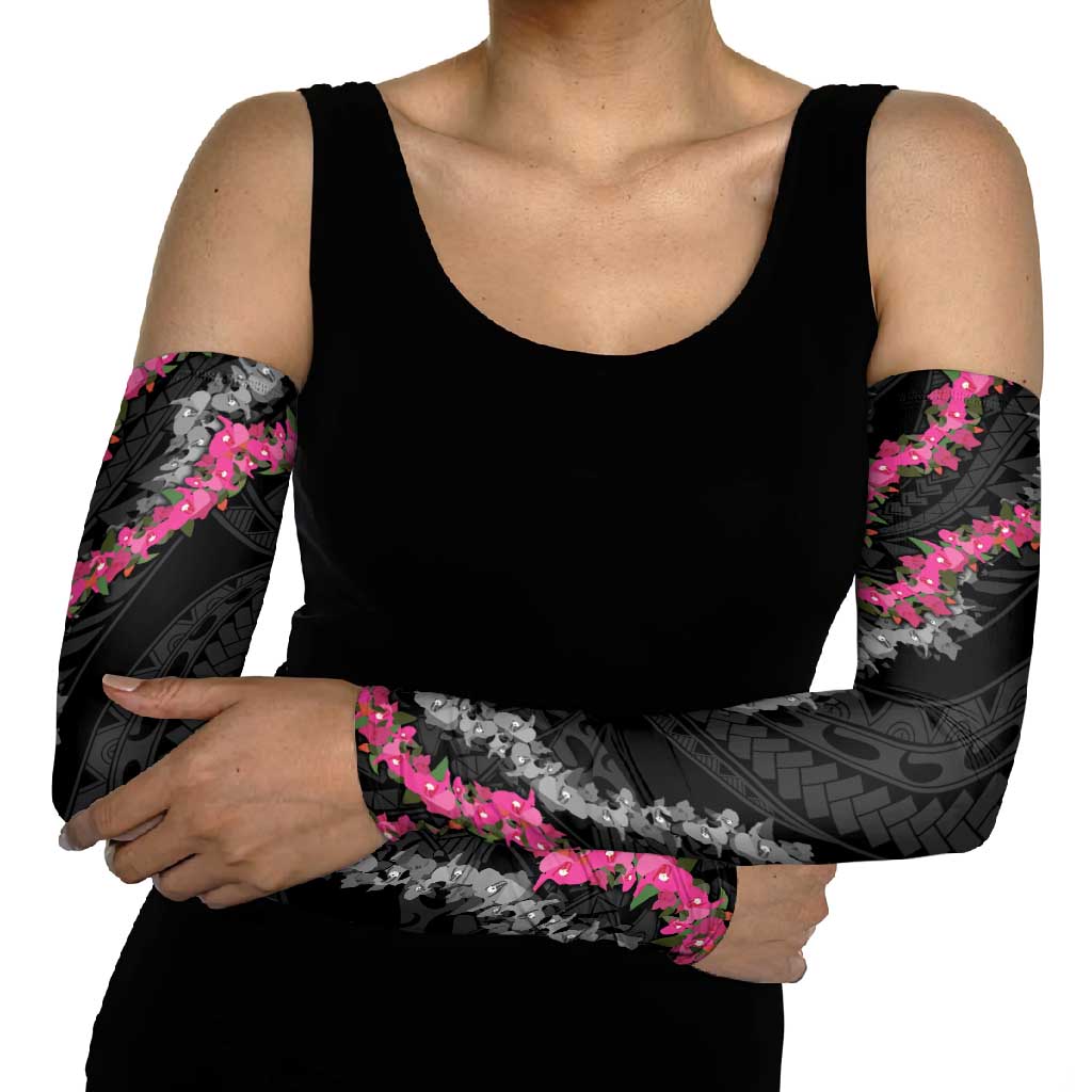 Guam Bougainvillea Lei Arm Sleeves Chamorro Tribal Pattern - Polynesian Pride