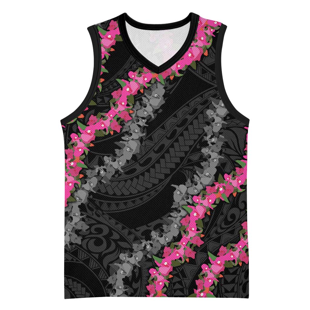 Guam Bougainvillea Lei Basketball Jersey Chamorro Tribal Pattern - Polynesian Pride