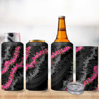 Guam Bougainvillea Lei 4 in 1 Can Cooler Tumbler Chamorro Tribal Pattern