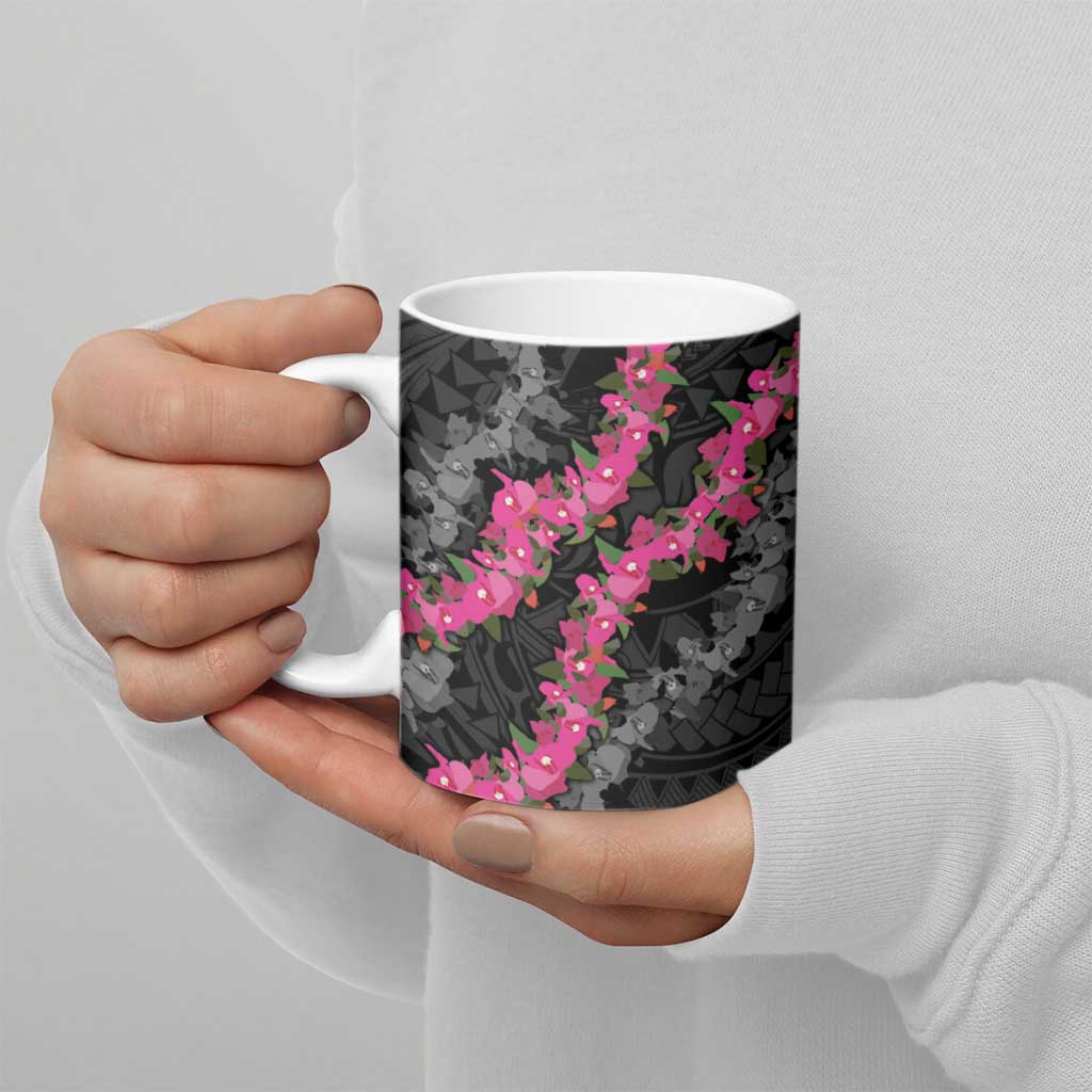 Guam Bougainvillea Lei Ceramic Mug Chamorro Tribal Pattern - Polynesian Pride