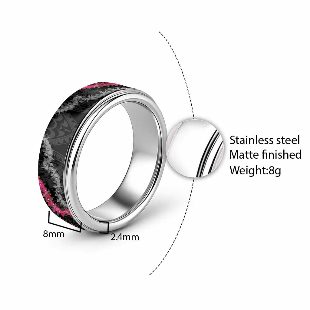 Guam Bougainvillea Lei Classic Ring Chamorro Tribal Pattern - Polynesian Pride