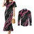 Guam Bougainvillea Lei Couples Matching Mermaid Dress and Long Sleeve Button Shirt Chamorro Tribal Pattern