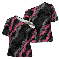 Guam Bougainvillea Lei Cross Shoulder Shirt Chamorro Tribal Pattern - Polynesian Pride