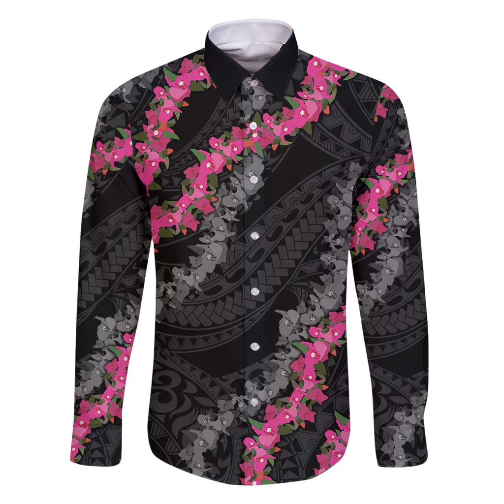 Guam Bougainvillea Lei Family Matching Mermaid Dress and Hawaiian Shirt Chamorro Tribal Pattern