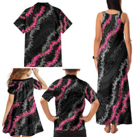 Guam Bougainvillea Lei Family Matching Tank Maxi Dress and Hawaiian Shirt Chamorro Tribal Pattern