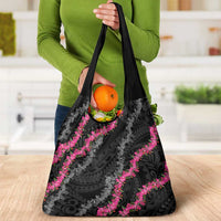 Guam Bougainvillea Lei Grocery Bag Chamorro Tribal Pattern