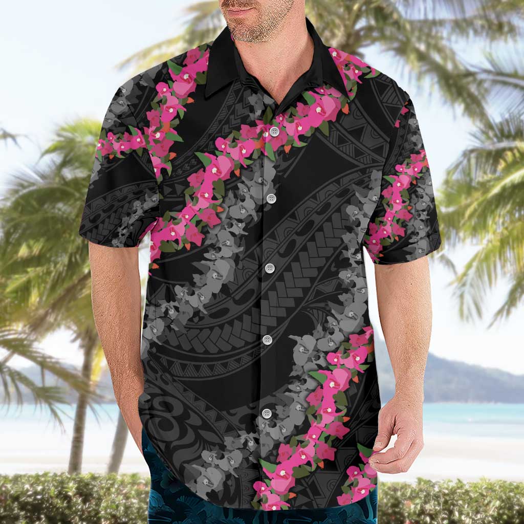 Guam Bougainvillea Lei Hawaiian Shirt Chamorro Tribal Pattern