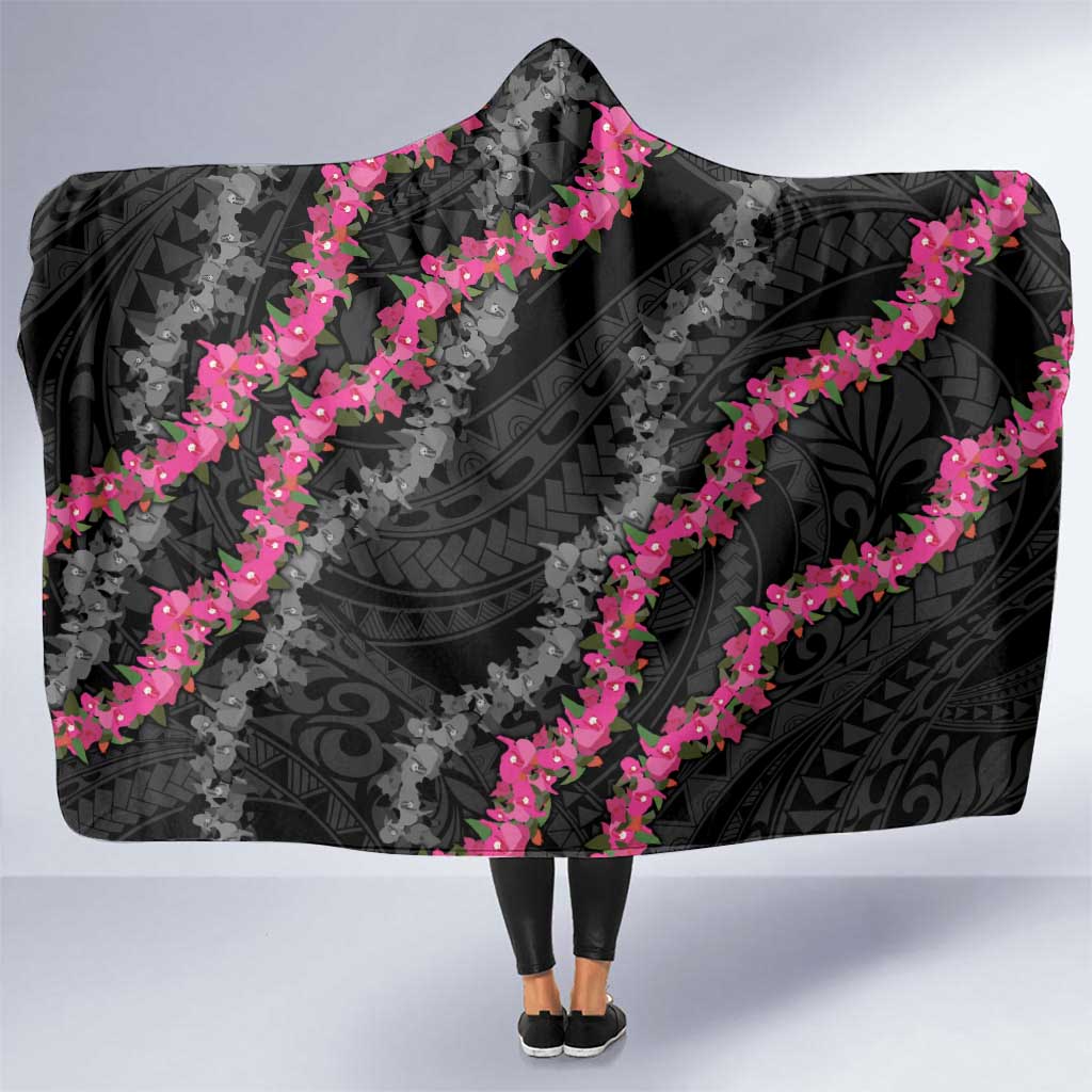 Guam Bougainvillea Lei Hooded Blanket Chamorro Tribal Pattern