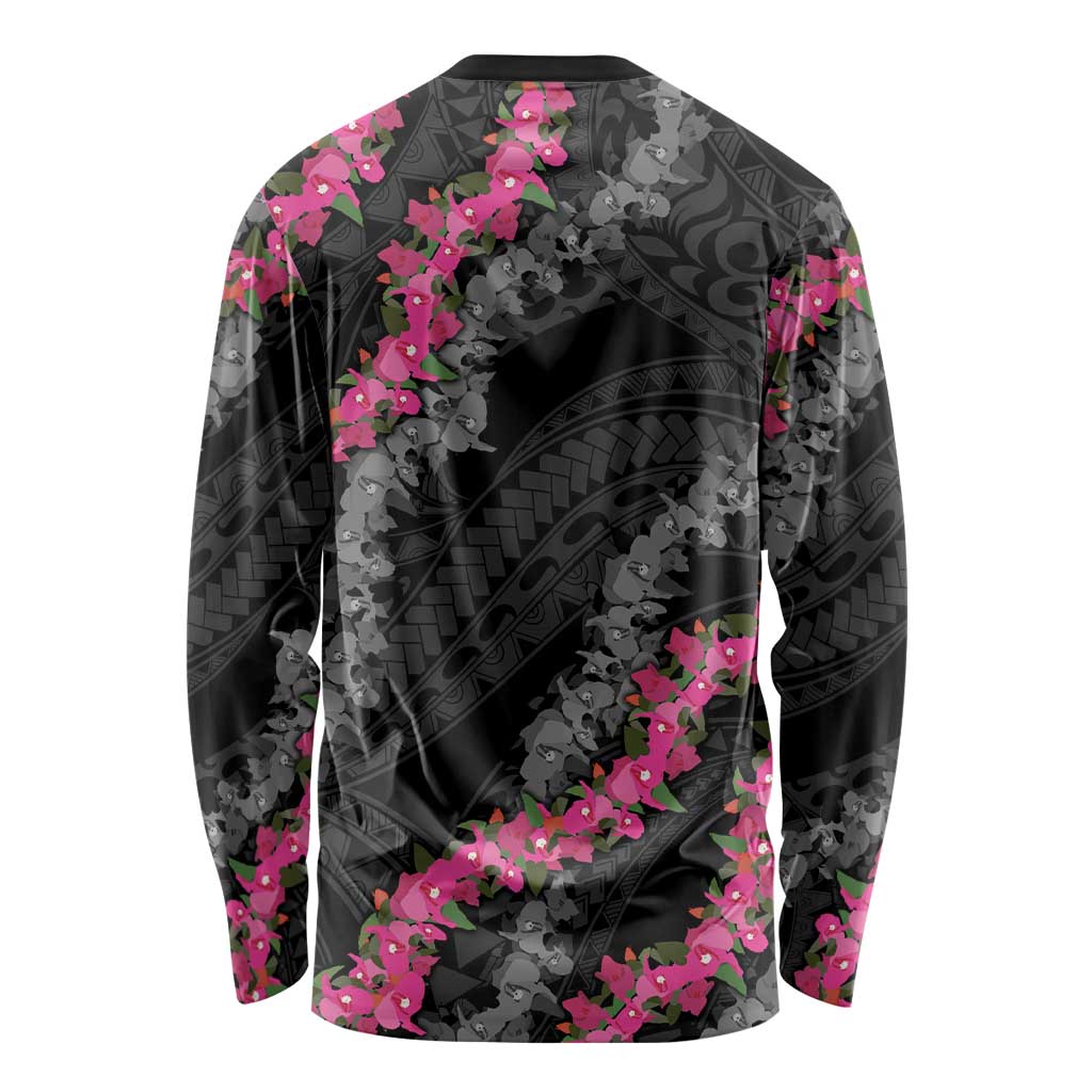 Guam Bougainvillea Lei Long Sleeve Shirt Chamorro Tribal Pattern