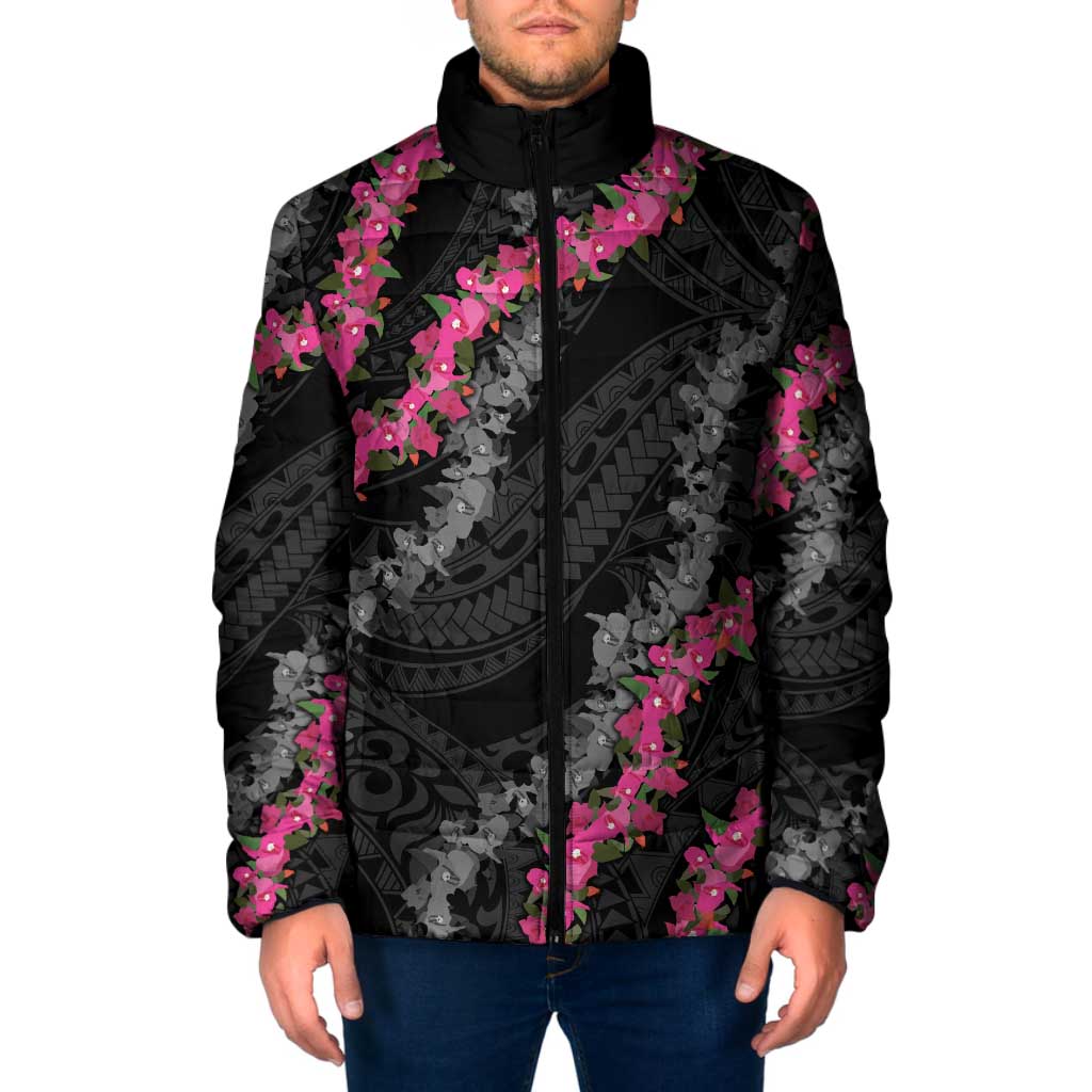 Guam Bougainvillea Lei Padded Jacket Chamorro Tribal Pattern - Polynesian Pride