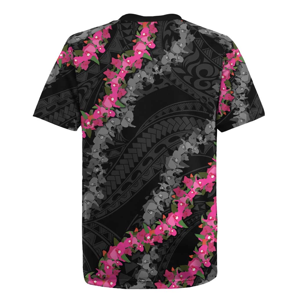 Guam Bougainvillea Lei Rugby Jersey Chamorro Tribal Pattern