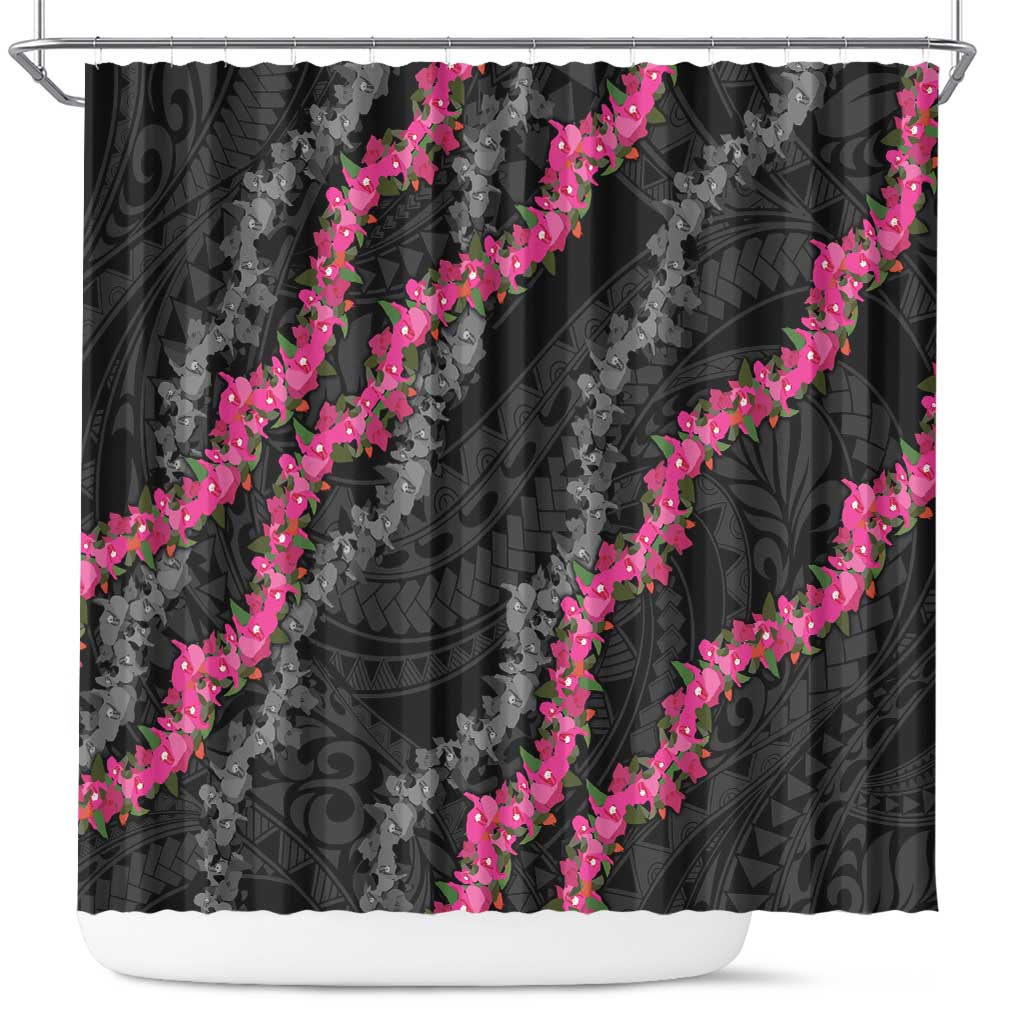 Guam Bougainvillea Lei Shower Curtain Chamorro Tribal Pattern
