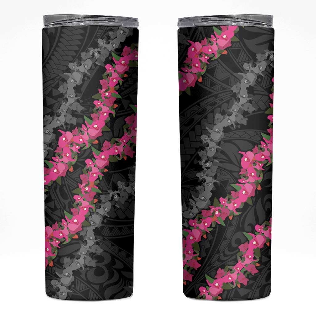 Guam Bougainvillea Lei Skinny Tumbler Chamorro Tribal Pattern