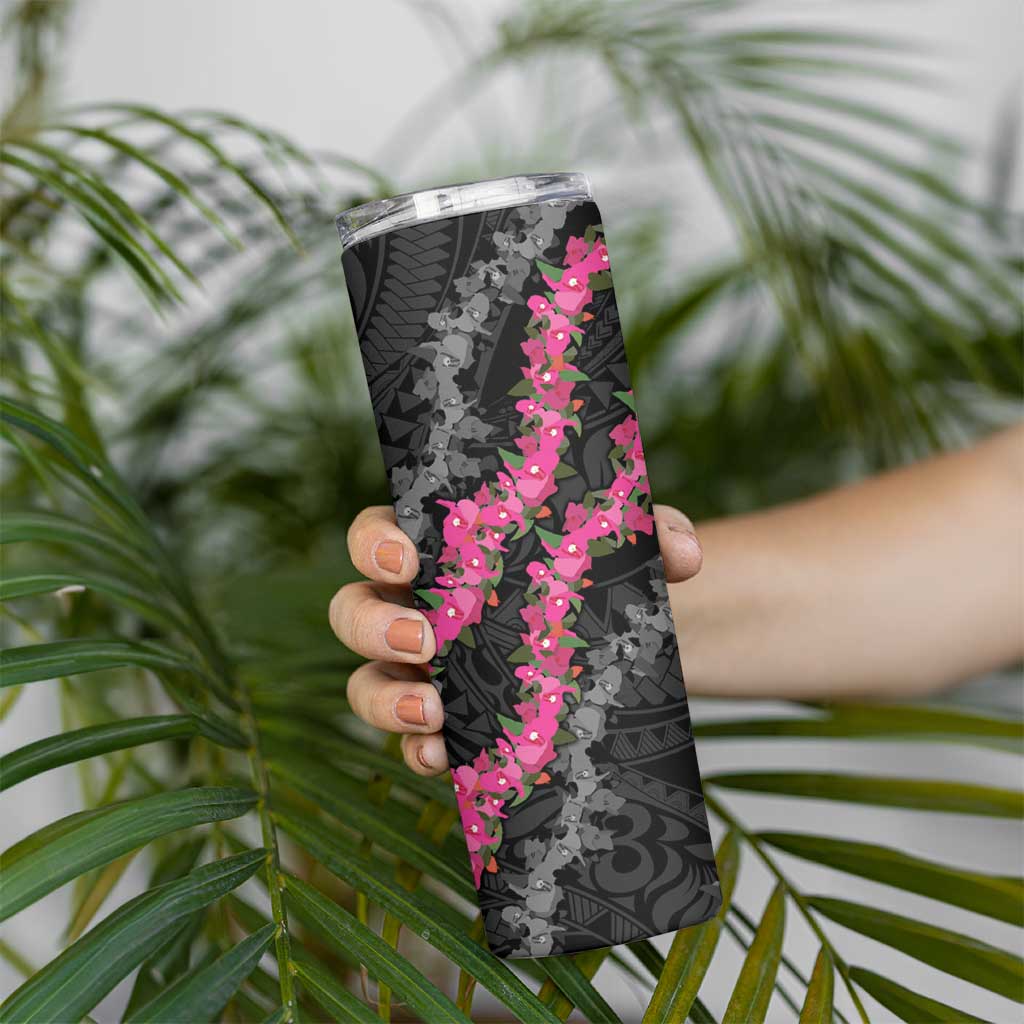 Guam Bougainvillea Lei Skinny Tumbler Chamorro Tribal Pattern