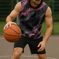 Guam Bougainvillea Lei Sleeveless Hoodie Chamorro Tribal Pattern - Polynesian Pride