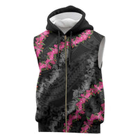 Guam Bougainvillea Lei Sleeveless Zip Hoodie Chamorro Tribal Pattern - Polynesian Pride