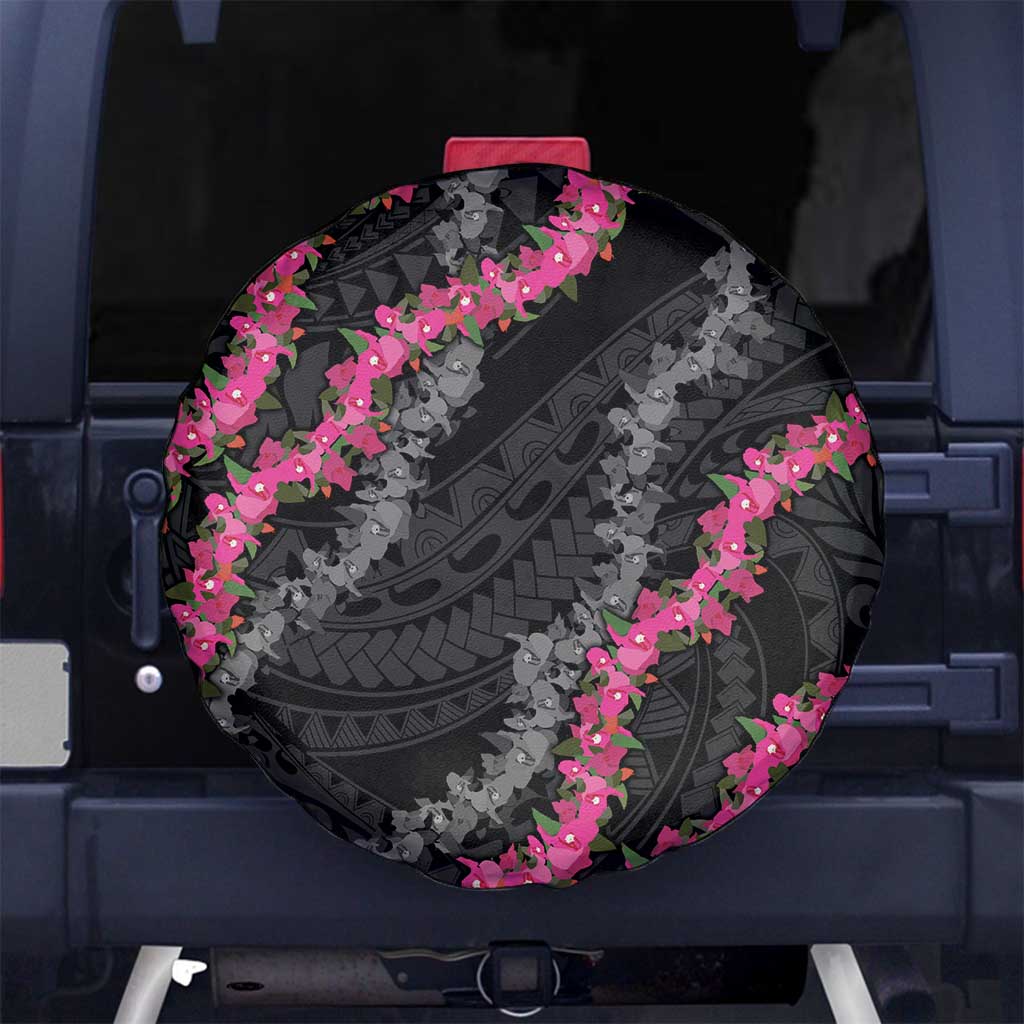 Guam Bougainvillea Lei Spare Tire Cover Chamorro Tribal Pattern