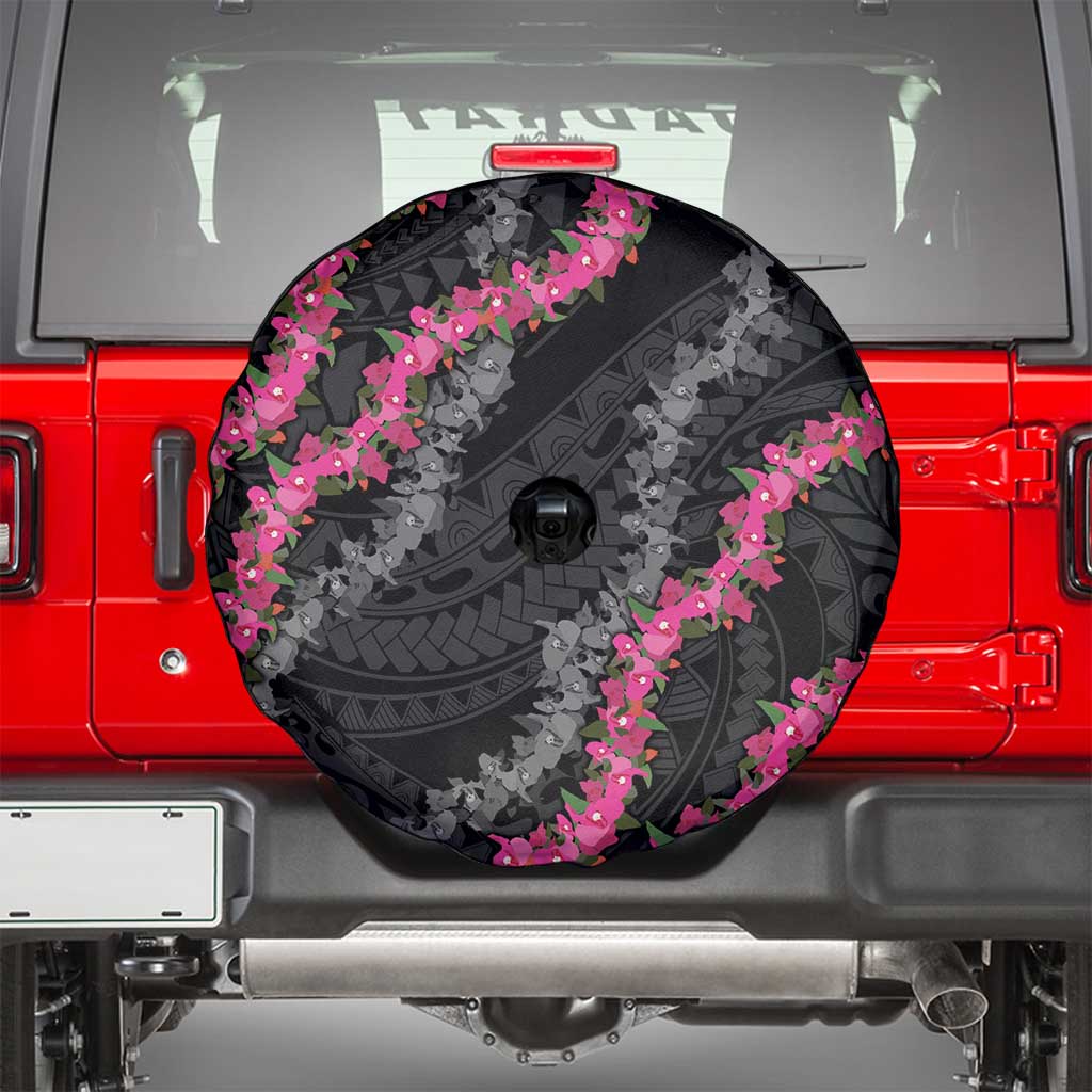 Guam Bougainvillea Lei Spare Tire Cover Chamorro Tribal Pattern
