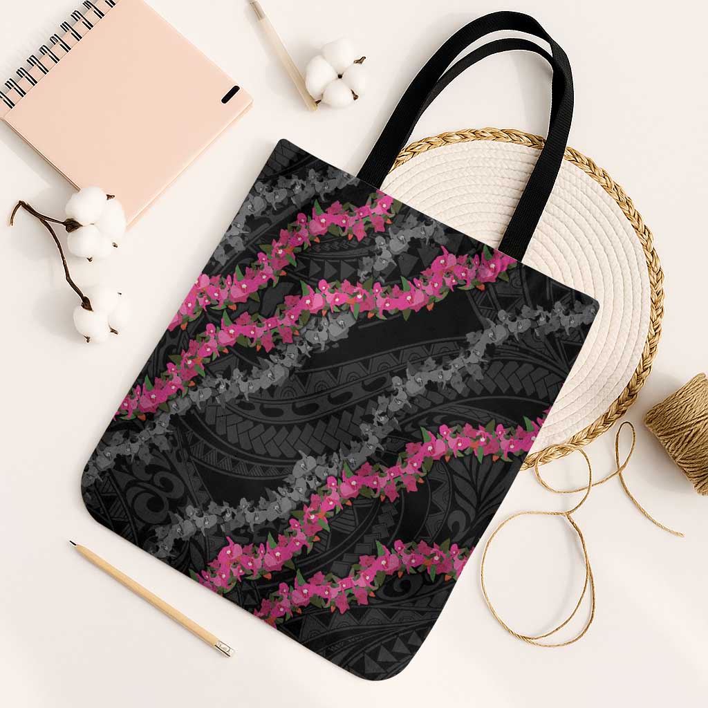 Guam Bougainvillea Lei Tote Bag Chamorro Tribal Pattern - Polynesian Pride