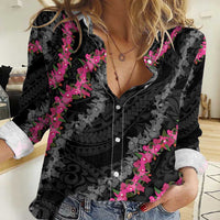 Guam Bougainvillea Lei Women Casual Shirt Chamorro Tribal Pattern