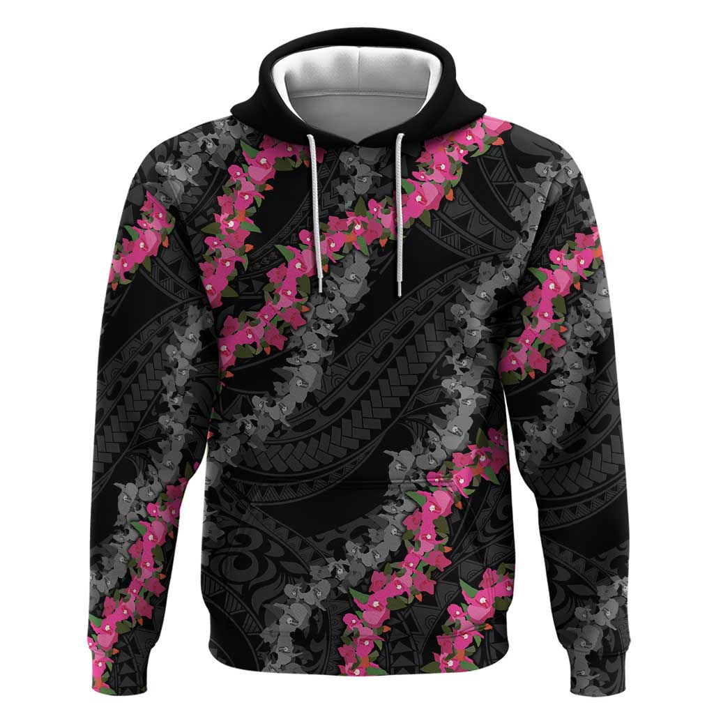 Guam Bougainvillea Lei Zip Hoodie Chamorro Tribal Pattern
