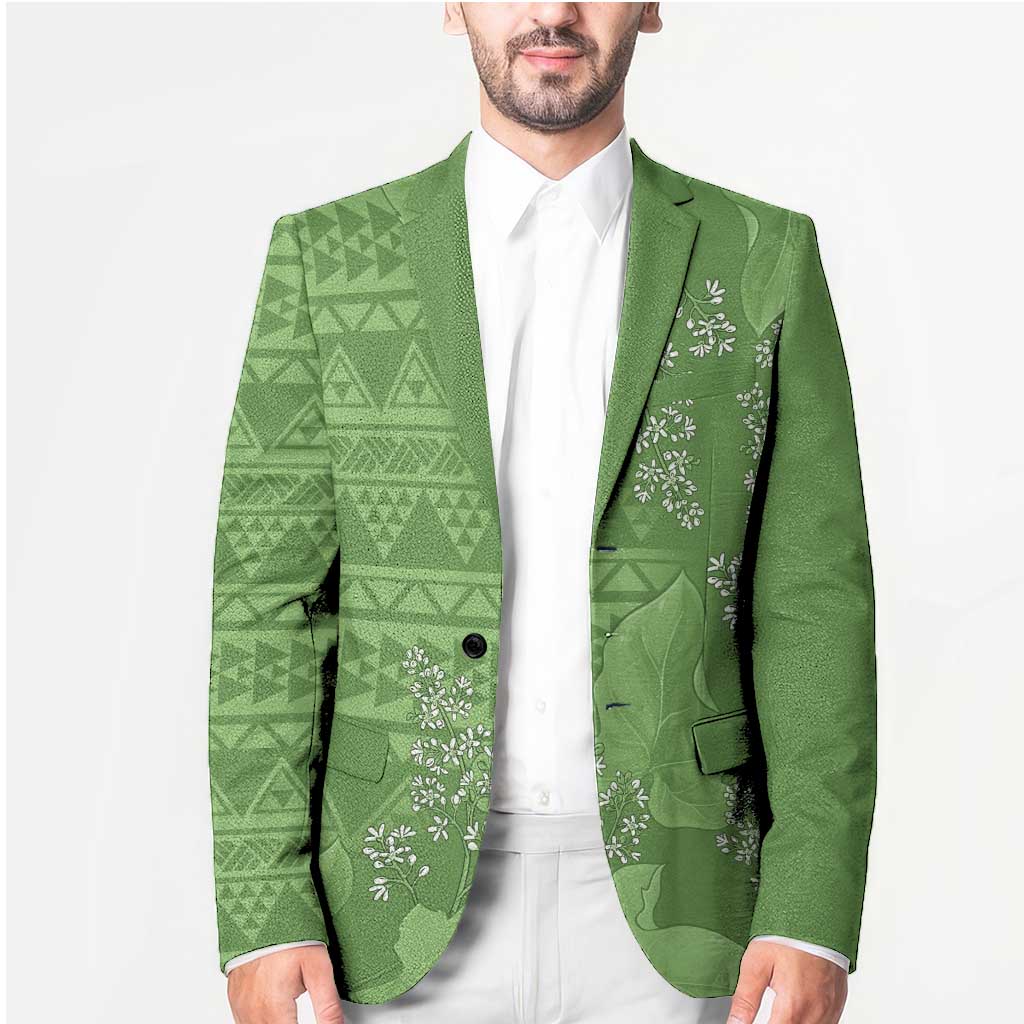 Hawaii Molokai Island Kukui Nut Flowers Blazer Tribal Kakau Pattern - Polynesian Pride