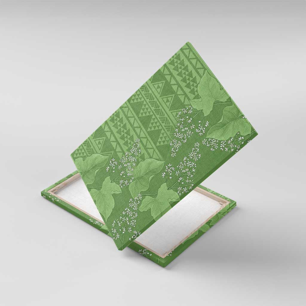 Hawaii Molokai Island Kukui Nut Flowers Canvas Wall Art Tribal Kakau Pattern