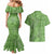 Hawaii Molokai Island Kukui Nut Flowers Couples Matching Mermaid Dress and Hawaiian Shirt Tribal Kakau Pattern