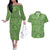 Hawaii Molokai Island Kukui Nut Flowers Couples Matching Off The Shoulder Long Sleeve Dress and Hawaiian Shirt Tribal Kakau Pattern