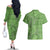 Hawaii Molokai Island Kukui Nut Flowers Couples Matching Off The Shoulder Long Sleeve Dress and Hawaiian Shirt Tribal Kakau Pattern
