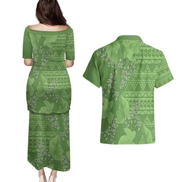 Hawaii Molokai Island Kukui Nut Flowers Couples Matching Puletasi and ...