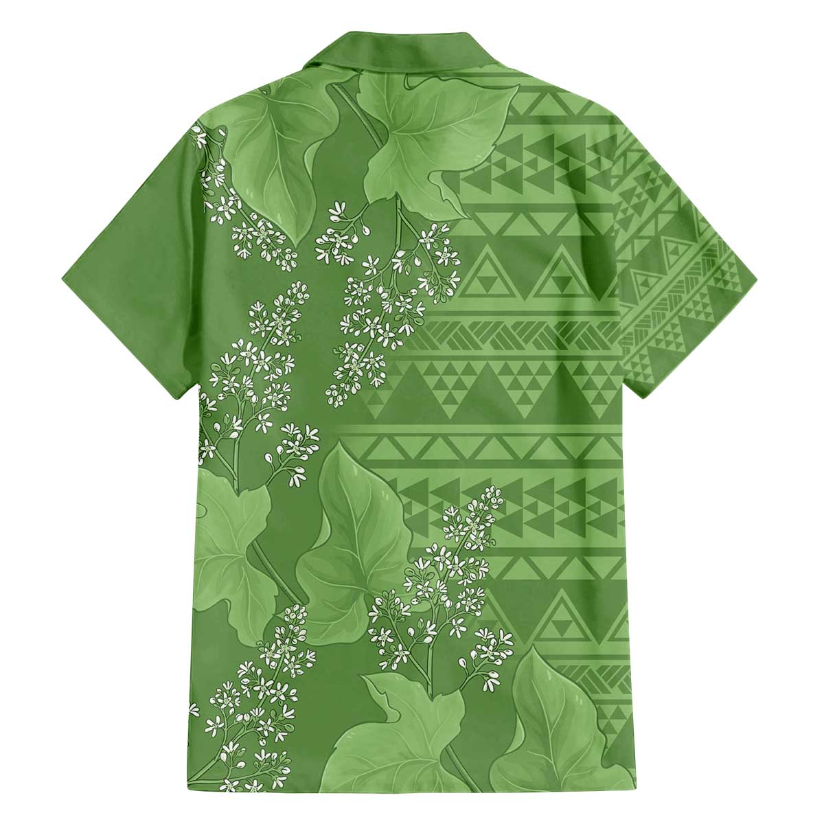 Hawaii Molokai Island Kukui Nut Flowers Family Matching Off The Shoulder Long Sleeve Dress and Hawaiian Shirt Tribal Kakau Pattern