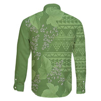 Hawaii Molokai Island Kukui Nut Flowers Family Matching Off Shoulder Short Dress and Hawaiian Shirt Tribal Kakau Pattern