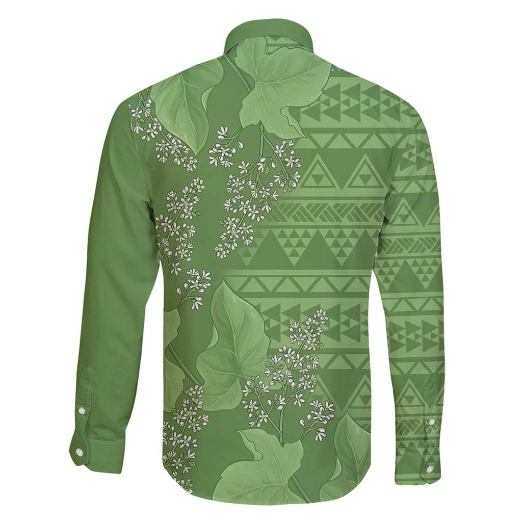 Hawaii Molokai Island Kukui Nut Flowers Family Matching Puletasi and Hawaiian Shirt Tribal Kakau Pattern