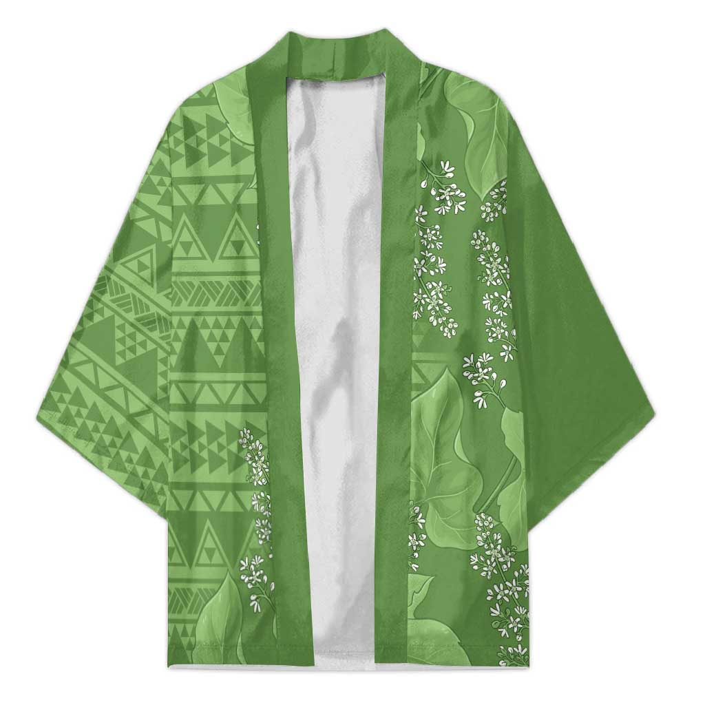 Hawaii Molokai Island Kukui Nut Flowers Kimono Tribal Kakau Pattern - Polynesian Pride