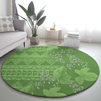 Hawaii Molokai Island Kukui Nut Flowers Round Carpet Tribal Kakau Pattern